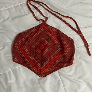 Vintage Y2K Calvin Klein Bohemian Orange and Blue Striped Halter Top Size Small